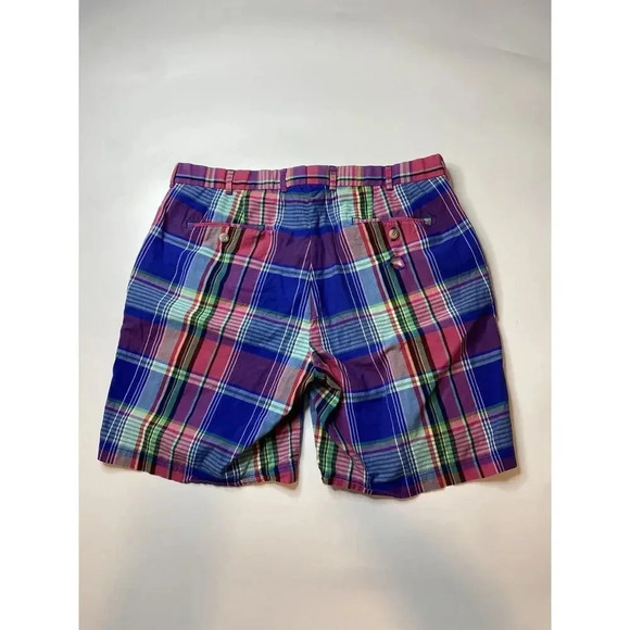 Peter Millar Men's 36 Shorts Performance Flat Front Golf Chino Plaid Flaw - Picture 7 of 8
